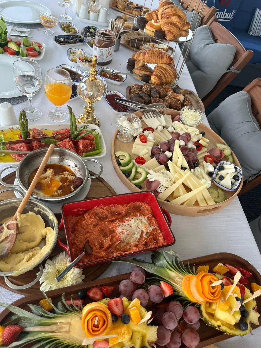 Cheeses and pastries for breakfast