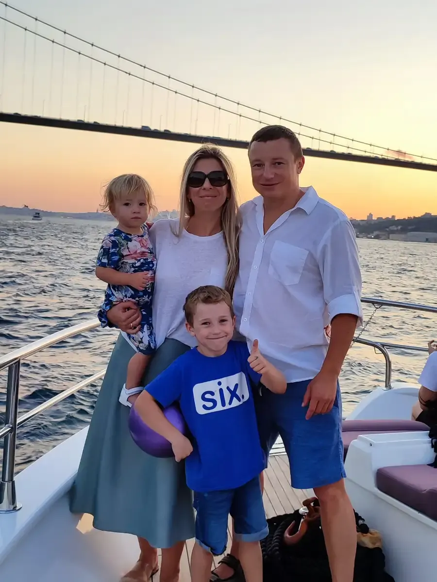 Family on a private yacht on the Bosphorus