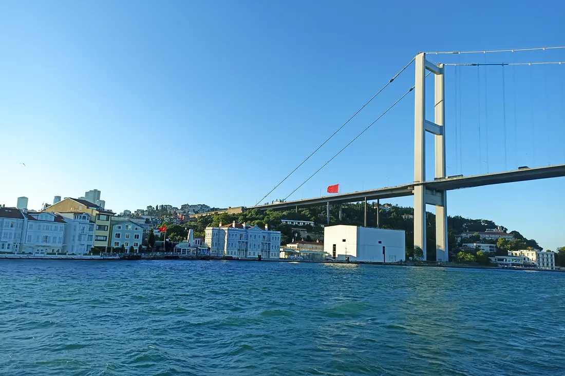 Waterfront houses by the bridge