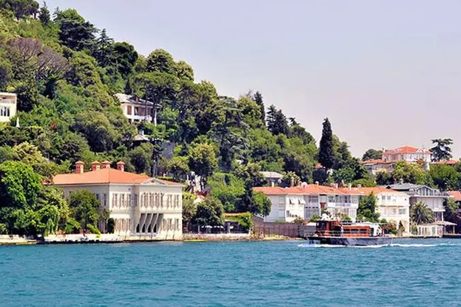 Waterfront mansions on the Asian shore