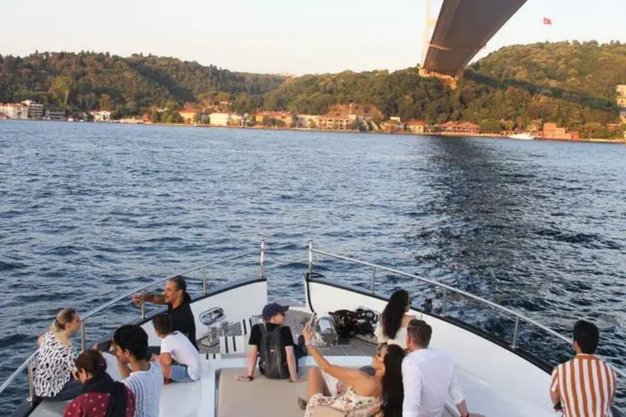 Sailing under the Bosphorus Bridge