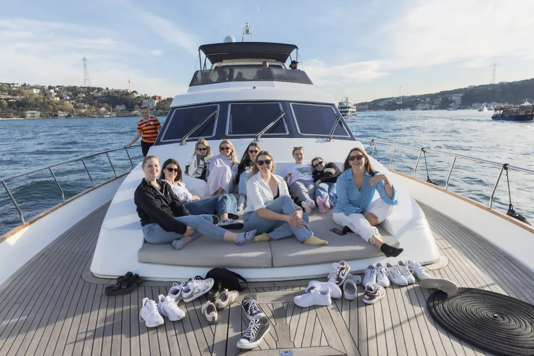 Friends on a yacht