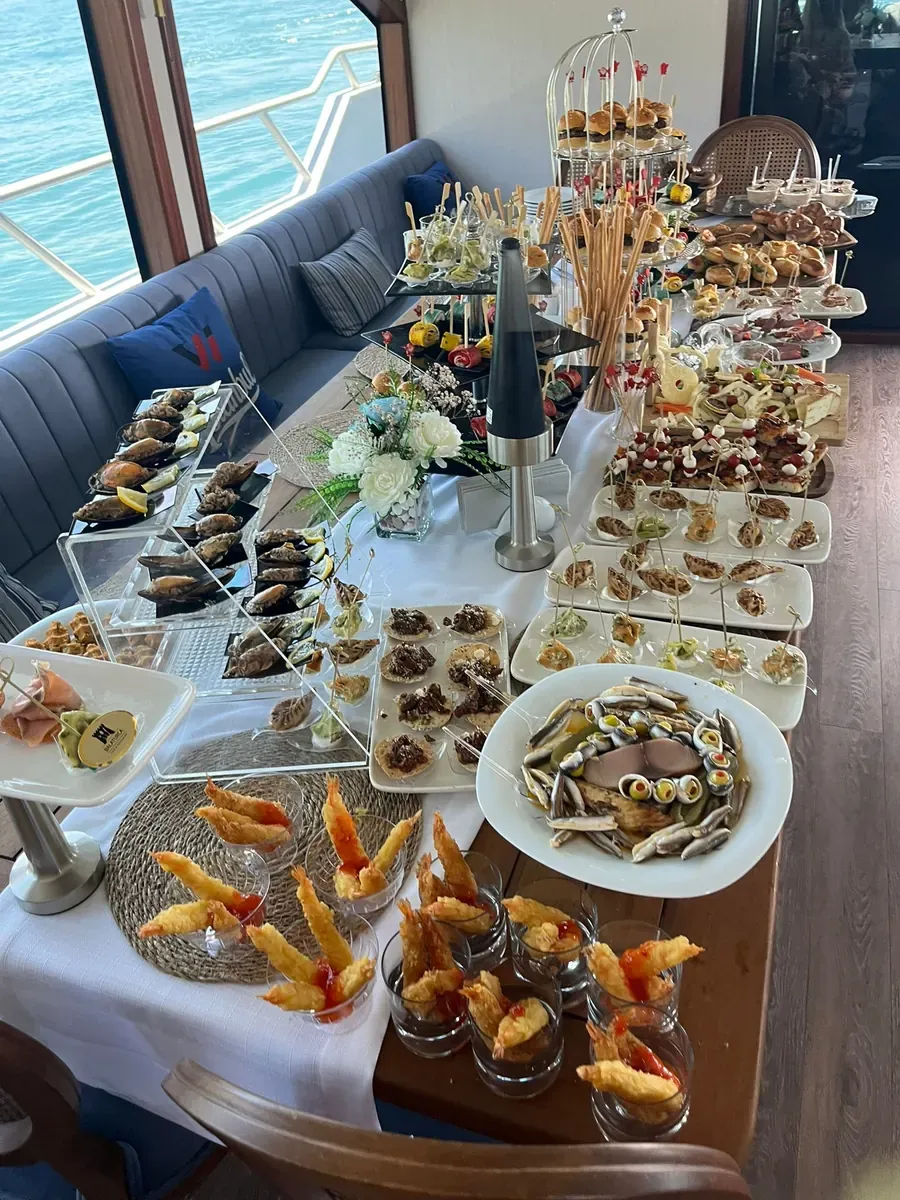 New Year's Eve gala buffet with mezes on a private yacht