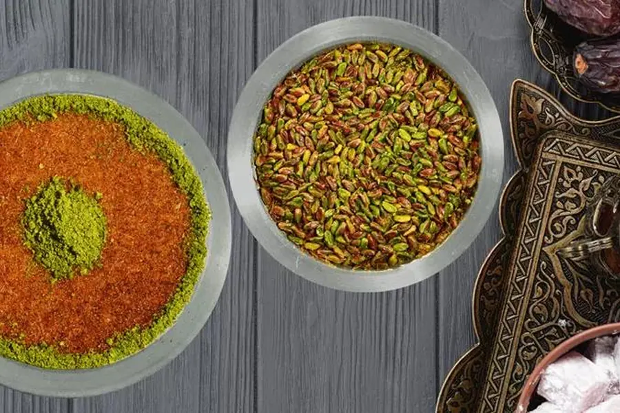 Künefe and pistachio desserts