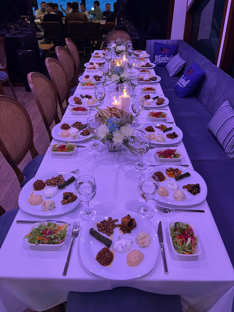 Turkish mezes on a dinner table