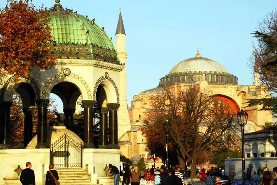 The German Fountain and Hagia Sophia in autumn