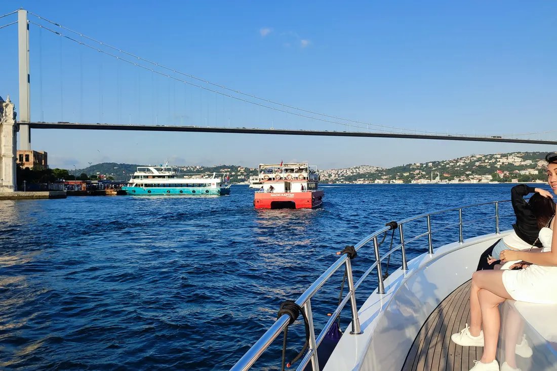 Ortaköy Mosque and the Bosphorus Bridge from a yacht