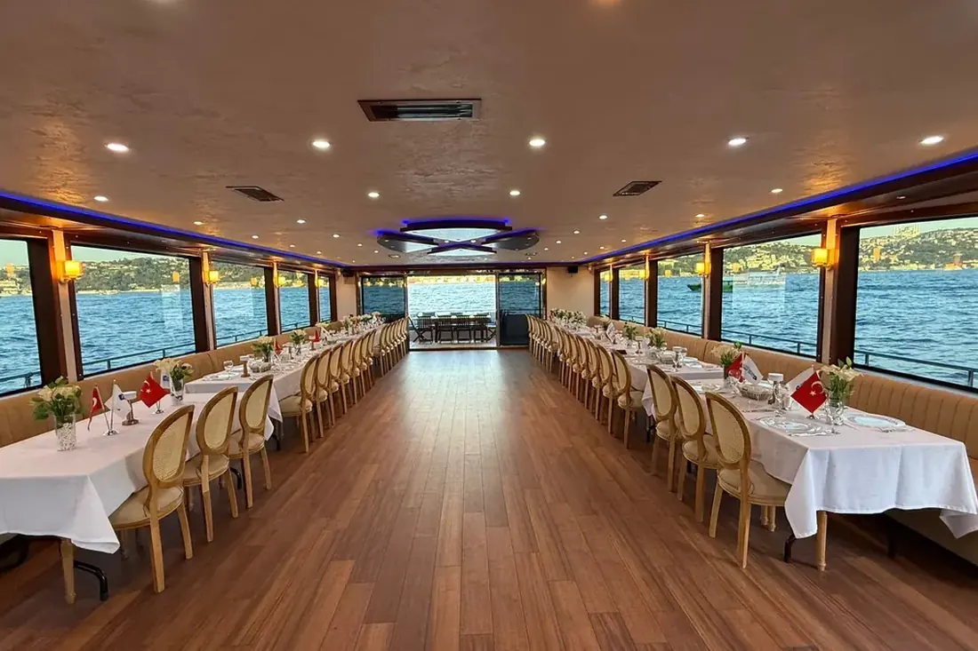 Banquet saloon set for dinner on Crescent Star