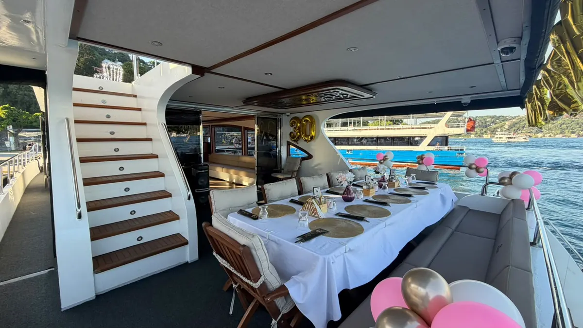 Aft deck set for a birthday on Sea Fairy